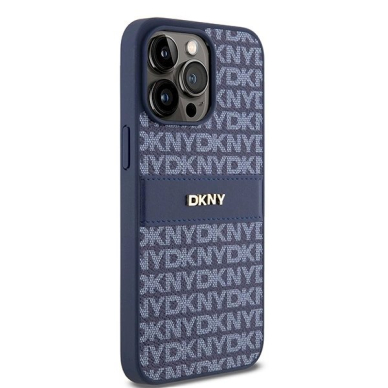 Dėklas DKNY Leather Mono StripeMetal LogoiPhone 15 Pro Max - Mėlynas 3