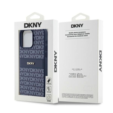 Dėklas DKNY Leather Mono StripeMetal LogoiPhone 15 Pro Max - Mėlynas 7