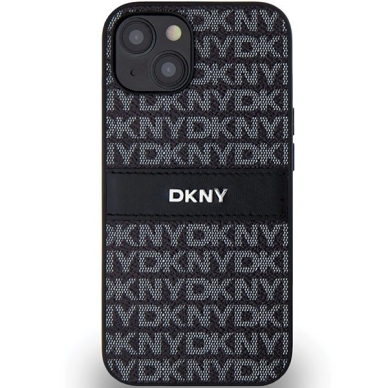 Dėklas DKNY Leather Mono StripeMetal LogoiPhone 15/14/13 - Juodas 2