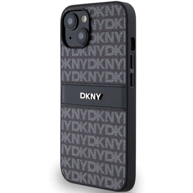 Dėklas DKNY Leather Mono StripeMetal LogoiPhone 15/14/13 - Juodas 1