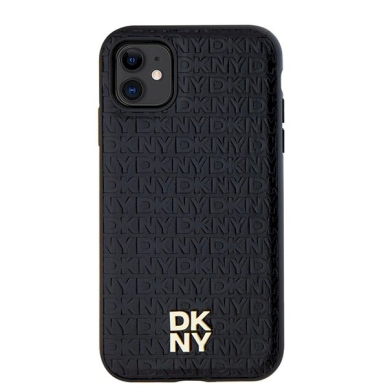 Dėklas DKNY Leather Monogram Pattern Metal Logo MagSafeiPhone 11 / Xr - Juodas 2