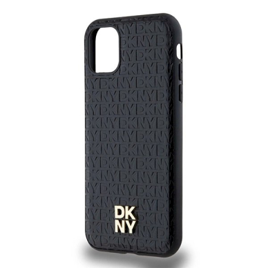 Dėklas DKNY Leather Monogram Pattern Metal Logo MagSafeiPhone 11 / Xr - Juodas 5