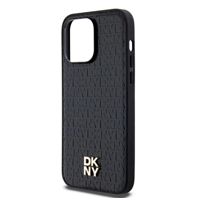 Dėklas DKNY Leather Monogram Pattern Metal Logo MagSafeiPhone 14 Pro Max - Juodas 5