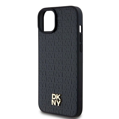 Dėklas DKNY Leather Monogram Pattern Metal Logo MagSafeiPhone 15 Plus / 14 Plus - Juodas 5