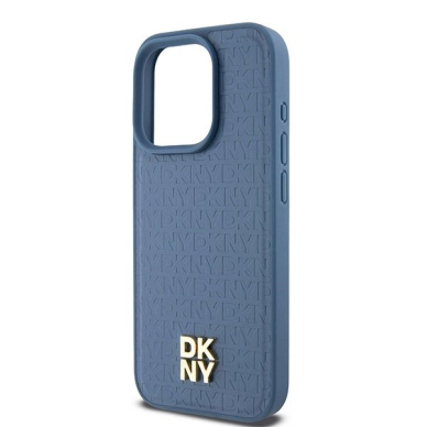 Dėklas DKNY Leather Monogram Pattern Metal Logo MagSafeiPhone 15 Pro - Mėlynas 5