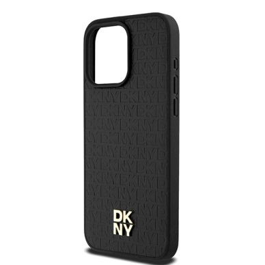 Dėklas DKNY Leather Monogram Pattern Metal Logo MagSafeiPhone 15 Pro Max - Juodas 5