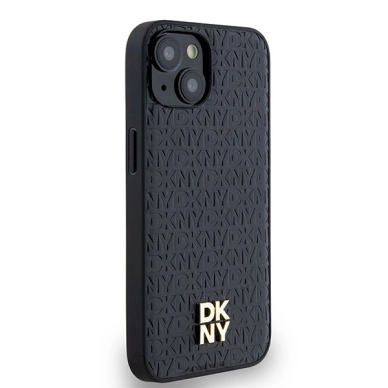 Dėklas DKNY Leather Monogram Pattern Metal Logo MagSafeiPhone 15/14/13 - Juodas 3