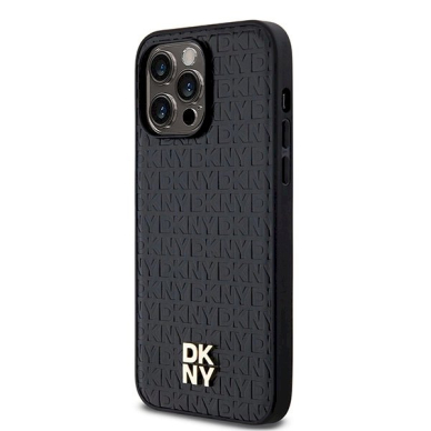 Dėklas DKNY Leather Pattern Metal Logo MagSafeiPhone 14 Pro - Juodas 1