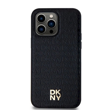 Dėklas DKNY Leather Pattern Metal Logo MagSafeiPhone 14 Pro - Juodas 2