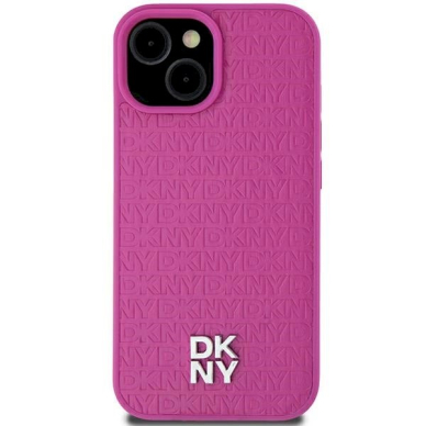 Dėklas DKNY Leather Pattern Metal Logo MagSafeiPhone 15 / 14 / 13 - Rožinis 2