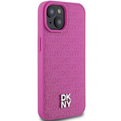 Dėklas DKNY Leather Pattern Metal Logo MagSafeiPhone 15 / 14 / 13 - Rožinis 3