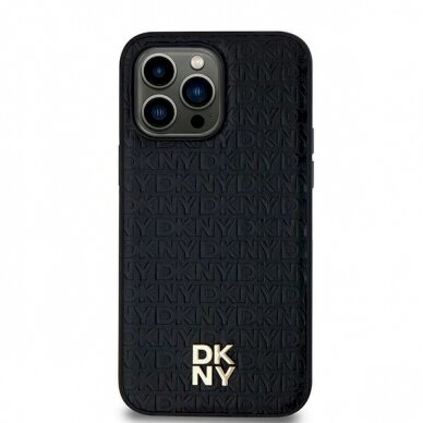 Dėklas DKNY Leather Pattern Metal Logo MagSafeSamsung Galaxy S24 Ultra - Juodas