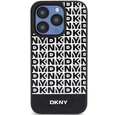 Dėklas DKNY Leather Printed Pattern Metal Logo MagSafeiPhone 15 Pro - Juodas 2