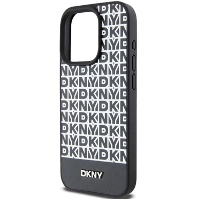 Dėklas DKNY Leather Printed Pattern Metal Logo MagSafeiPhone 15 Pro - Juodas 5