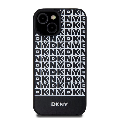 Dėklas DKNY Leather Printed Pattern Metal Logo MagSafeiPhone 15/14/13 - Juodas 2