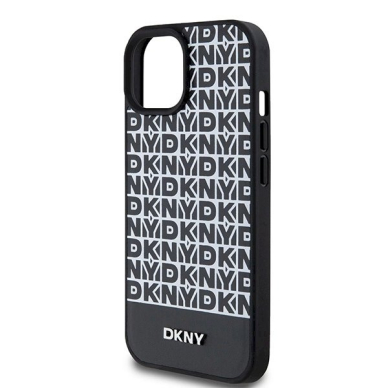 Dėklas DKNY Leather Printed Pattern Metal Logo MagSafeiPhone 15/14/13 - Juodas 5