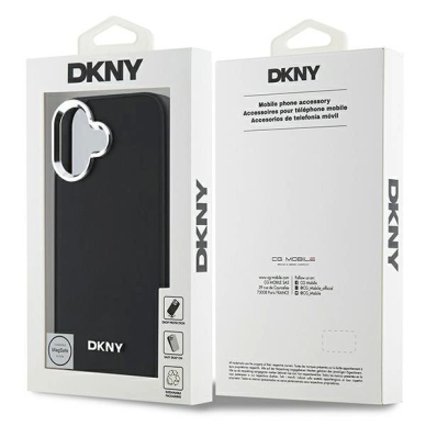 Dėklas DKNY Plain Silver Logo MagSafe iPhone 16  - Juodas 7