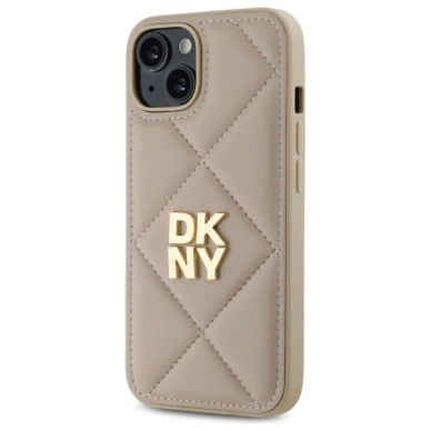 Dėklas DKNY Quilted Stack Logo iPhone 14  - Smėlinis 1