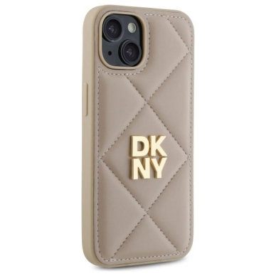 Dėklas DKNY Quilted Stack Logo iPhone 14  - Smėlinis 3