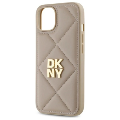 Dėklas DKNY Quilted Stack Logo iPhone 14  - Smėlinis 5