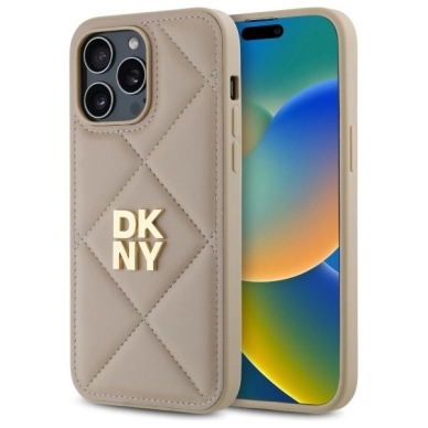 Dėklas DKNY Quilted Stack Logo iPhone 14 Pro Max  - Smėlinis