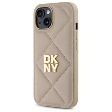 Dėklas DKNY Quilted Stack Logo iPhone 15  - Smėlinis 1