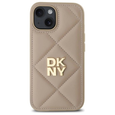 Dėklas DKNY Quilted Stack Logo iPhone 15  - Smėlinis 2