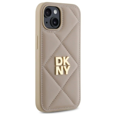 Dėklas DKNY Quilted Stack Logo iPhone 15  - Smėlinis 3