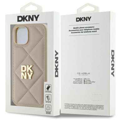 Dėklas DKNY Quilted Stack Logo iPhone 15  - Smėlinis 7