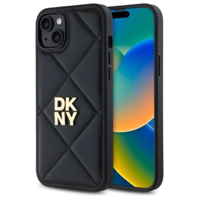 Dėklas DKNY Quilted Stack Logo iPhone 15 Plus  - Juodas