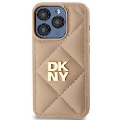 Dėklas DKNY Quilted Stack Logo iPhone 15 Pro  - Smėlinis 2