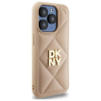 Dėklas DKNY Quilted Stack Logo iPhone 15 Pro  - Smėlinis 3