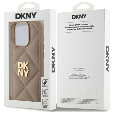 Dėklas DKNY Quilted Stack Logo iPhone 15 Pro  - Smėlinis 7