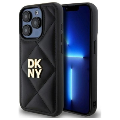 Dėklas DKNY Quilted Stack Logo iPhone 15 Pro  - Juodas