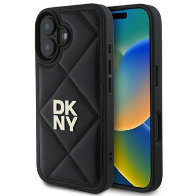 Dėklas DKNY Quilted Stack Logo iPhone 16  - Juodas