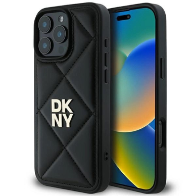 Dėklas DKNY Quilted Stack Logo iPhone 16 Pro  - Juodas