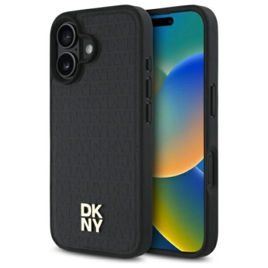 Dėklas DKNY Repeat Pattern Stack Logo MagSafe iPhone 16  - Juodas