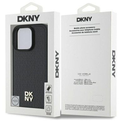 Dėklas DKNY Repeat Pattern Stack Logo MagSafe iPhone 16 Pro  - Juodas 7