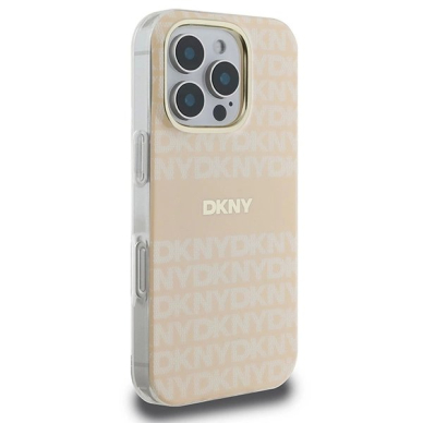 Dėklas DKNY Repeat Texture Pattern  Stripe MagSafe iPhone 16 Pro  - Rožinis 3