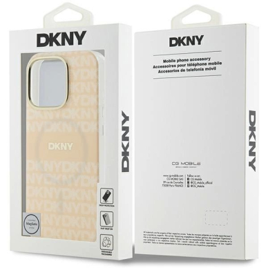 Dėklas DKNY Repeat Texture Pattern  Stripe MagSafe iPhone 16 Pro  - Rožinis 7