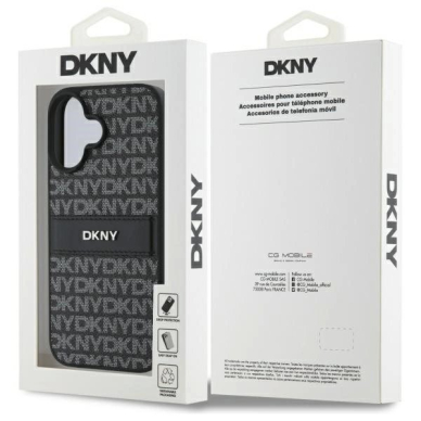 Dėklas DKNY Texture Pattern Tonal Stripe iPhone 16  - Juodas 7