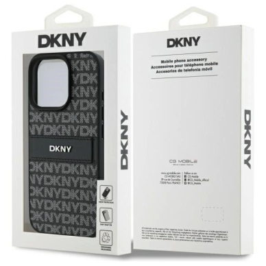 Dėklas DKNY Texture Pattern Tonal Stripe iPhone 16 Pro  - Juodas 7