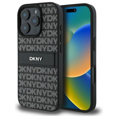 Dėklas DKNY Texture Pattern Tonal Stripe iPhone 16 Pro  - Juodas