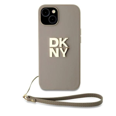 Dėklas DKNY Wrist Strap Stock Logo  iPhone 15 / 14 / 13 - Smėlinis 1