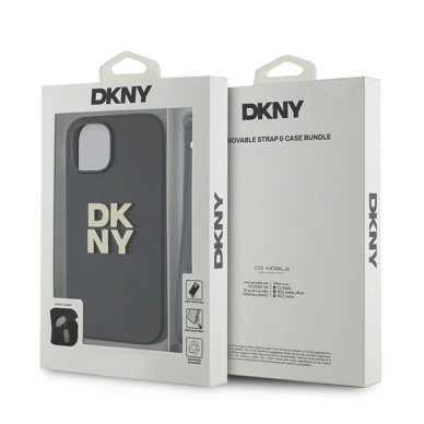 Dėklas DKNY Wrist Strap Stock Logo  iPhone 15 / 14 / 13 - Juodas 6