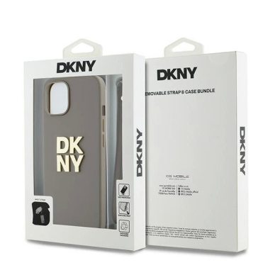 Dėklas DKNY Wrist Strap Stock Logo  iPhone 15 Plus - Smėlinis 6