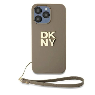 Dėklas DKNY Wrist Strap Stock Logo  iPhone 15 Pro - Smėlinis 1