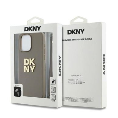 Dėklas DKNY Wrist Strap Stock Logo  iPhone 15 Pro - Smėlinis 6