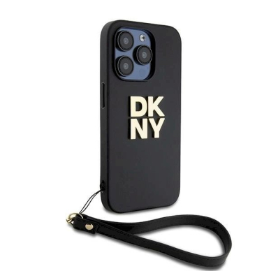 Dėklas DKNY Wrist Strap Stock Logo  iPhone 15 Pro - Juodas 1