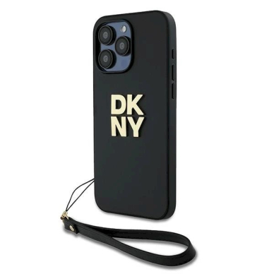 Dėklas DKNY Wrist Strap Stock Logo  iPhone 15 Pro Max - Juodas